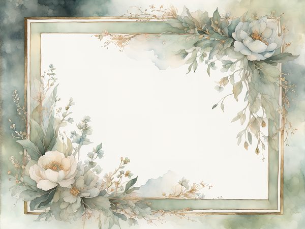 Sage Floral Frame Digital Paper Pack: Watercolor Scrapbook Backgrounds (10 JPGs) — image 8
