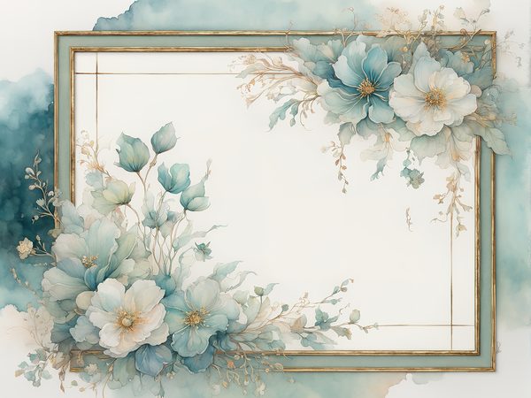 Pastel Green Floral Watercolor Digital Paper: Scrapbook Borders (10 JPGs) (Commercial Use) — image 1