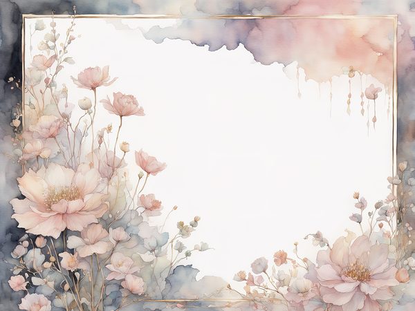 Pastel Blush Floral Watercolor Paper: Scrapbook Borders (10 JPGs Digital Download) — image 2