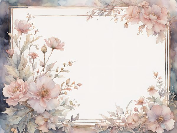 Pastel Blush Floral Watercolor Paper: Scrapbook Borders (10 JPGs Digital Download) — image 3
