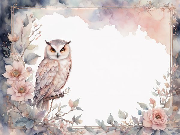 Watercolor Owl Digital Paper: Floral Scrapbook Backgrounds (10 JPGs) — image 1