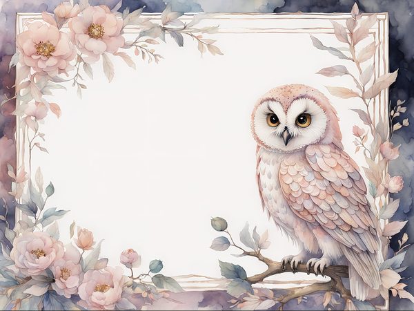 Watercolor Owl Digital Paper: Floral Scrapbook Backgrounds (10 JPGs) — image 2