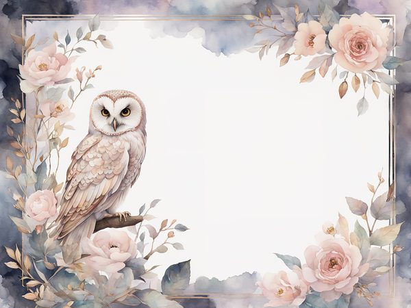 Watercolor Owl Digital Paper: Floral Scrapbook Backgrounds (10 JPGs) — image 3
