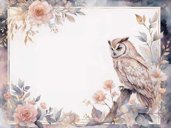 Watercolor Owl Digital Paper: Floral Scrapbook Backgrounds (10 JPGs) — image 5