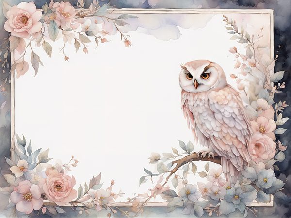 Watercolor Owl Digital Paper: Floral Scrapbook Backgrounds (10 JPGs) — image 6