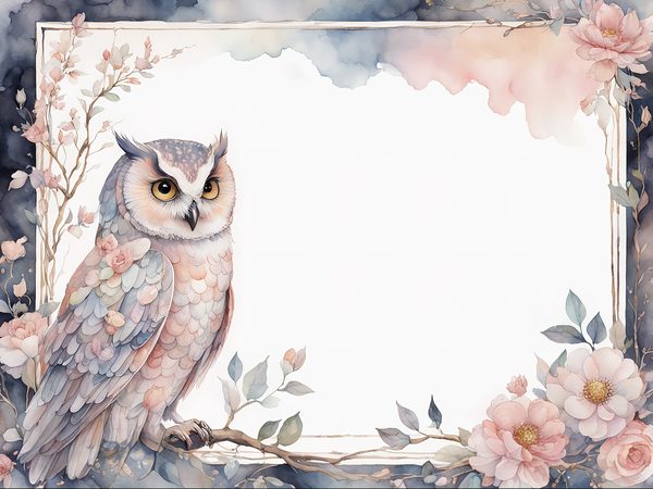 Watercolor Owl Digital Paper: Floral Scrapbook Backgrounds (10 JPGs) — image 7