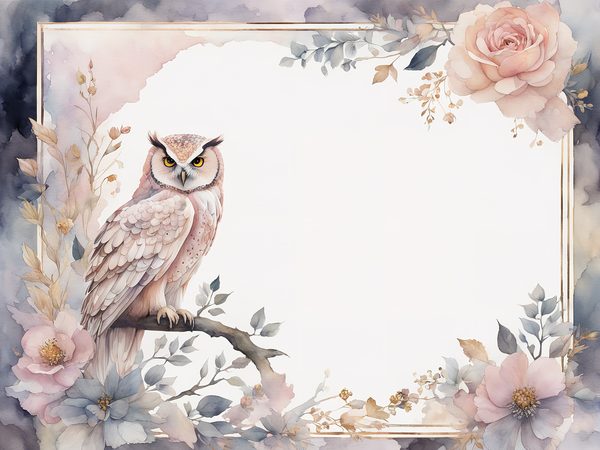 Watercolor Owl Digital Paper: Floral Scrapbook Backgrounds (10 JPGs) — image 8