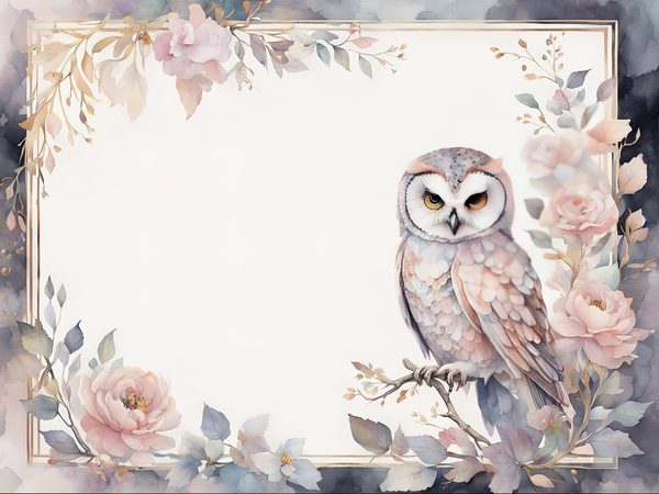Watercolor Owl Digital Paper: Floral Scrapbook Backgrounds (10 JPGs) — image 10