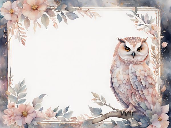 Watercolor Owl Digital Paper: Floral Scrapbook Backgrounds (10 JPGs) — image 11