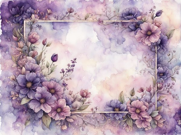 Lilac Floral Frame Digital Paper Pack: Watercolor Violet Backgrounds (10 JPGs) (Digital Download) — image 3