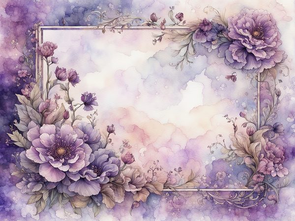 Lilac Floral Frame Digital Paper Pack: Watercolor Violet Backgrounds (10 JPGs) (Digital Download) — image 4