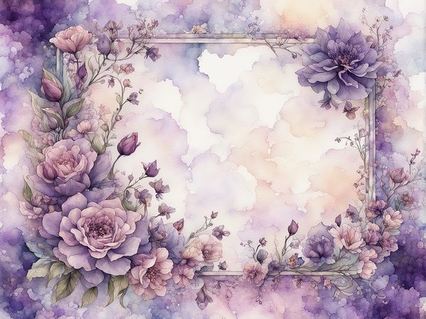 Lilac Floral Frame Digital Paper Pack: Watercolor Violet Backgrounds (10 JPGs) (Digital Download) — image 6