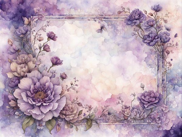 Lilac Floral Frame Digital Paper Pack: Watercolor Violet Backgrounds (10 JPGs) (Digital Download) — image 7