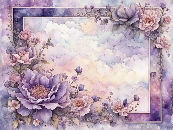 Lilac Floral Frame Digital Paper Pack: Watercolor Violet Backgrounds (10 JPGs) (Digital Download) — image 8