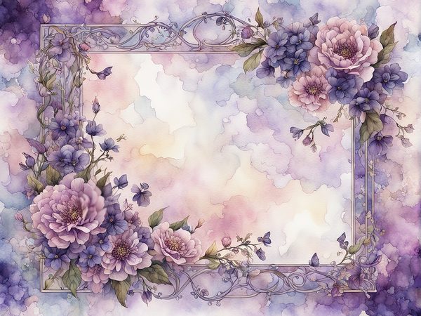 Lilac Floral Frame Digital Paper Pack: Watercolor Violet Backgrounds (10 JPGs) (Digital Download) — image 9