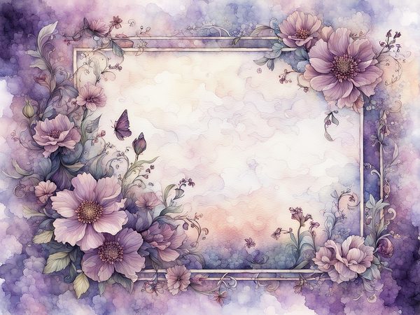 Lilac Floral Frame Digital Paper Pack: Watercolor Violet Backgrounds (10 JPGs) (Digital Download) — image 10