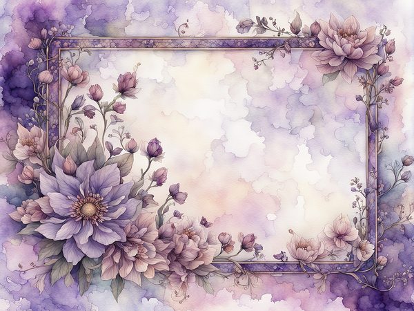 Lilac Floral Frame Digital Paper Pack: Watercolor Violet Backgrounds (10 JPGs) (Digital Download) — image 11