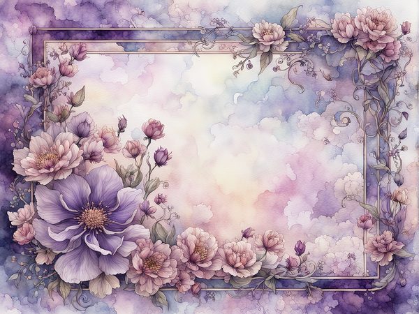 Lilac Floral Frame Digital Paper Pack: Watercolor Violet Backgrounds (10 JPGs) (Digital Download) — image 12