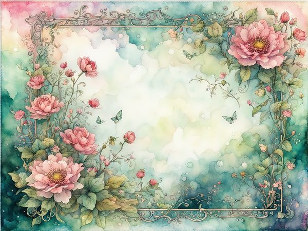 Watercolor Floral Digital Paper Pack: Emerald & Pink (10 JPGs) (Commercial Use) — image 2