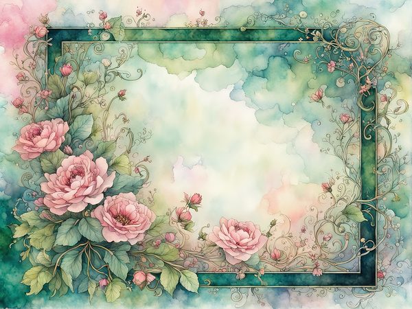 Watercolor Floral Digital Paper Pack: Emerald & Pink (10 JPGs) (Commercial Use) — image 3