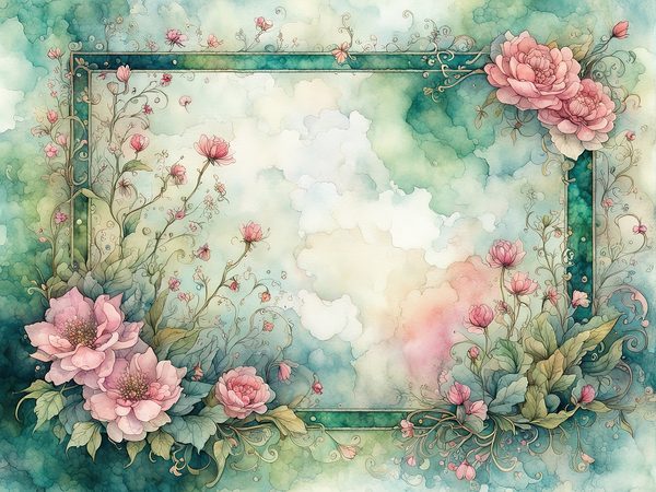 Watercolor Floral Digital Paper Pack: Emerald & Pink (10 JPGs) (Commercial Use) — image 4