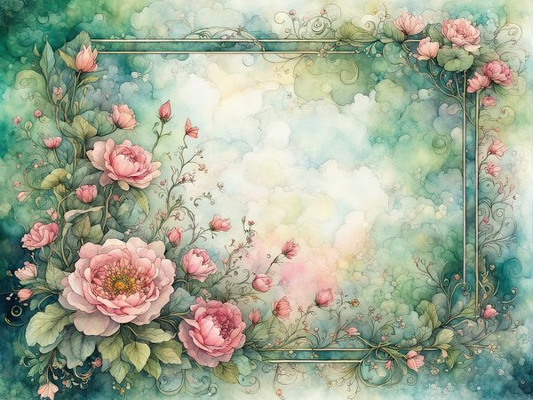 Watercolor Floral Digital Paper Pack: Emerald & Pink (10 JPGs) (Commercial Use) — image 7