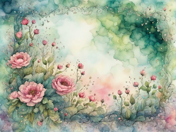 Watercolor Floral Digital Paper Pack: Emerald & Pink (10 JPGs) (Commercial Use) — image 8