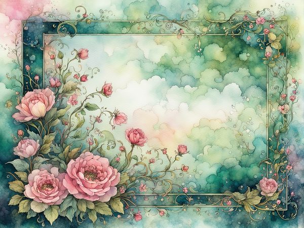 Watercolor Floral Digital Paper Pack: Emerald & Pink (10 JPGs) (Commercial Use) — image 9