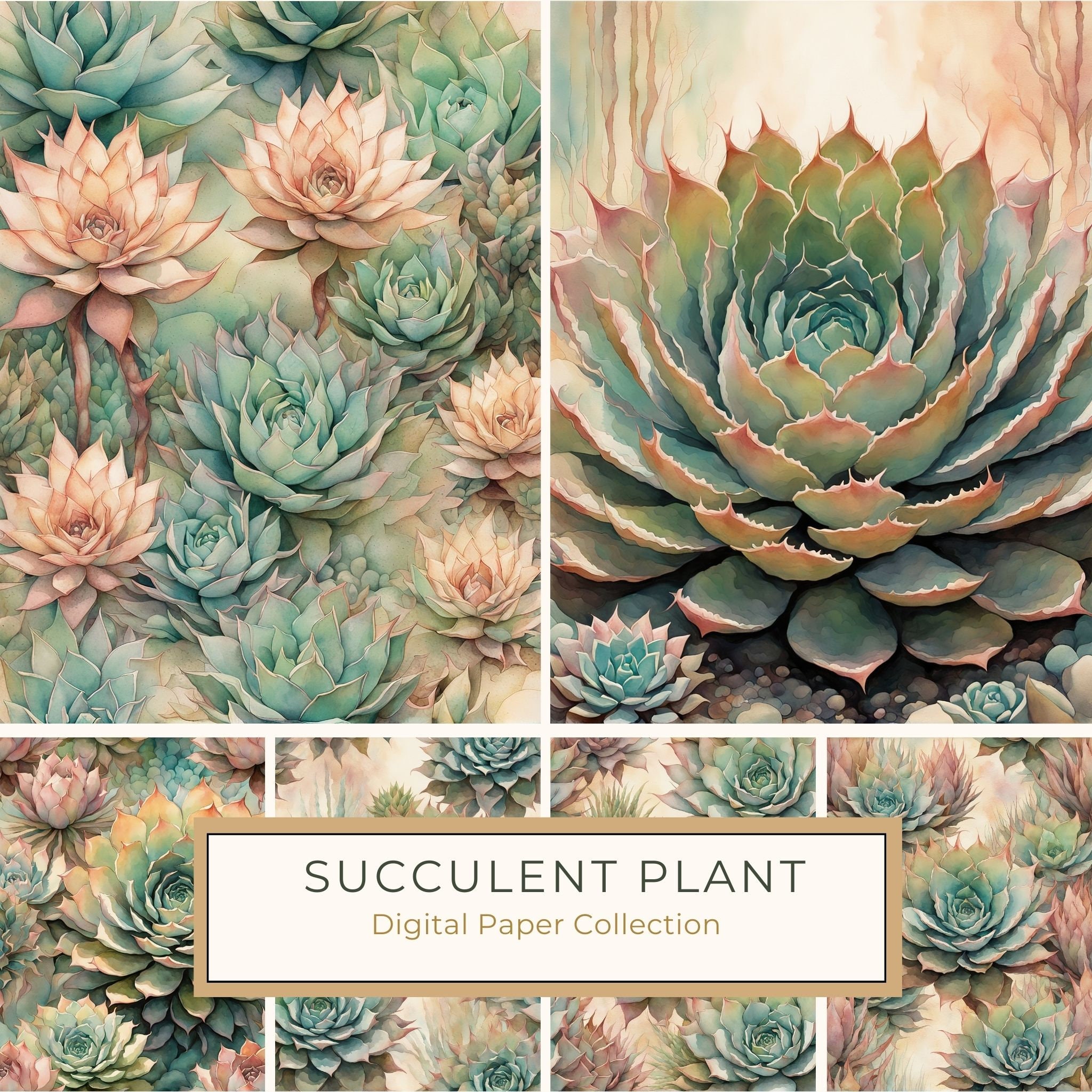 Watercolor Cactus Paper Pack: Desert Plant Prints (10 JPGs) (Digital Download)