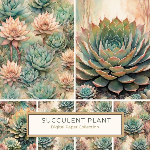 Watercolor Cactus Paper Pack: Desert Plant Prints (10 JPGs) (Digital Download)