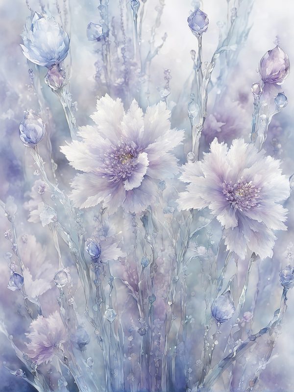 Watercolor Frozen Garden Digital Paper Pack: Purple & Blue (Letter Size JPGs) — image 1