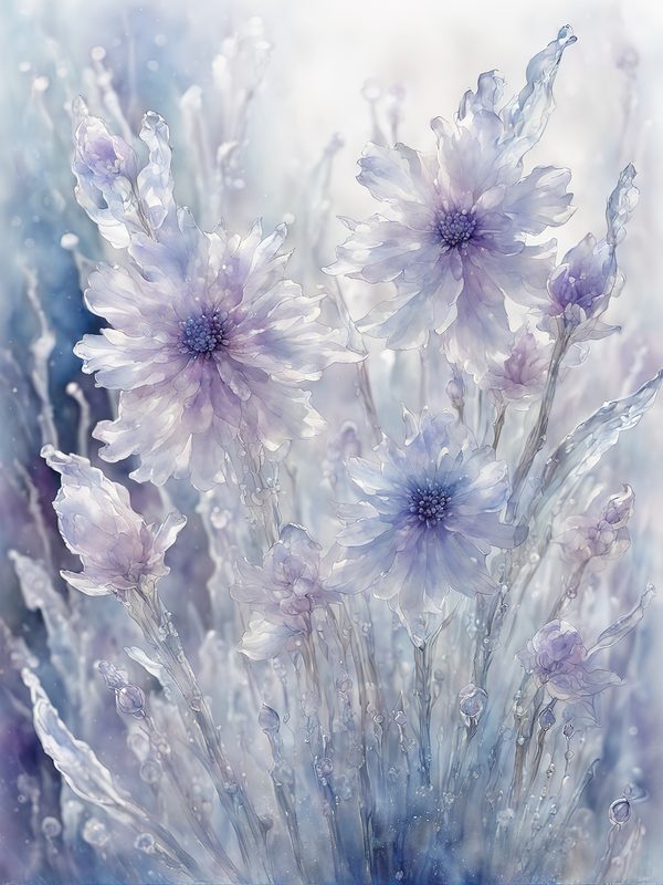 Watercolor Frozen Garden Digital Paper Pack: Purple & Blue (Letter Size JPGs) — image 2