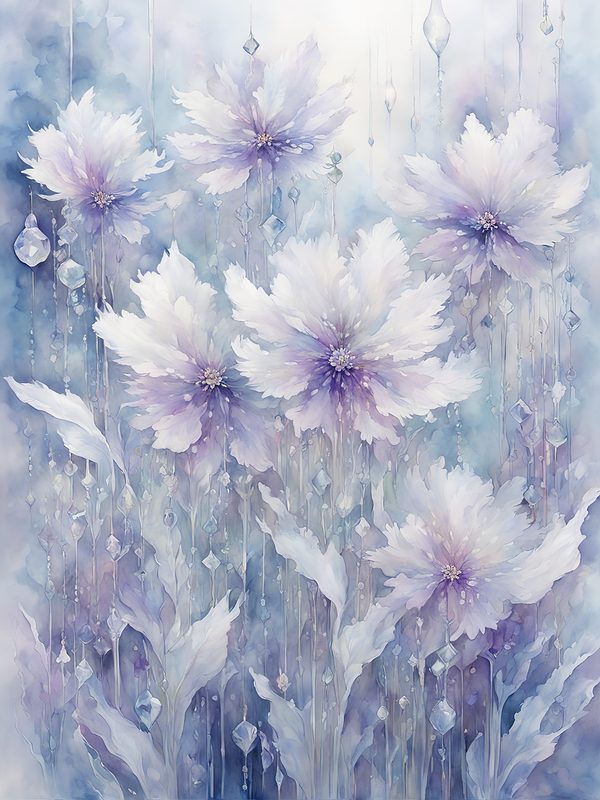 Watercolor Frozen Garden Digital Paper Pack: Purple & Blue (Letter Size JPGs) — image 3