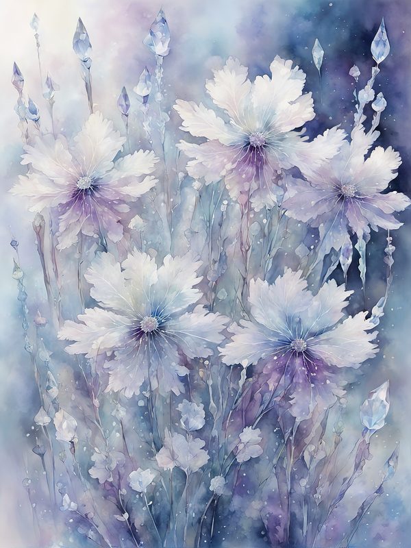 Watercolor Frozen Garden Digital Paper Pack: Purple & Blue (Letter Size JPGs) — image 4