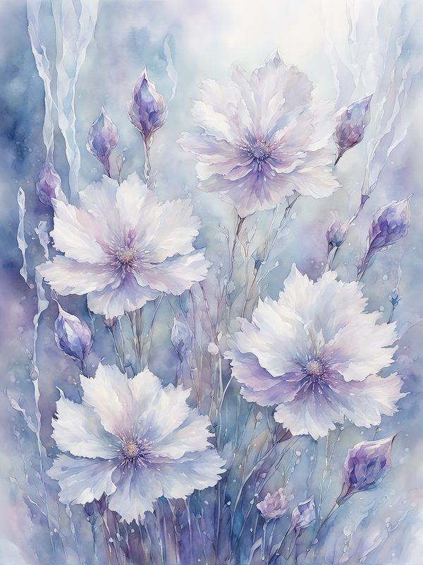 Watercolor Frozen Garden Digital Paper Pack: Purple & Blue (Letter Size JPGs) — image 5