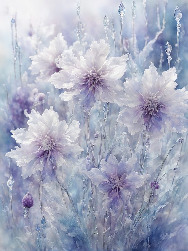 Watercolor Frozen Garden Digital Paper Pack: Purple & Blue (Letter Size JPGs) — image 7