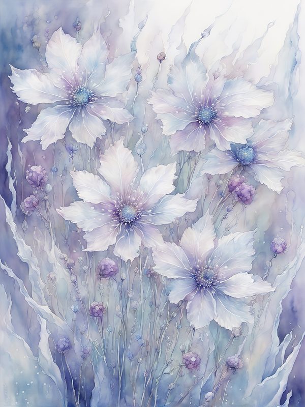 Watercolor Frozen Garden Digital Paper Pack: Purple & Blue (Letter Size JPGs) — image 9