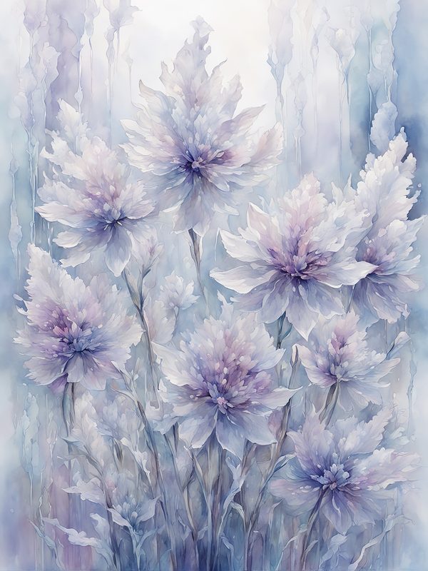 Watercolor Frozen Garden Digital Paper Pack: Purple & Blue (Letter Size JPGs) — image 10
