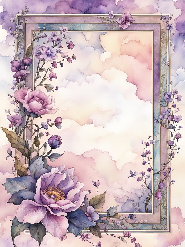 Watercolor Floral Frame Digital Paper: Boho Purple Wedding Stationery (JPGs) — image 11
