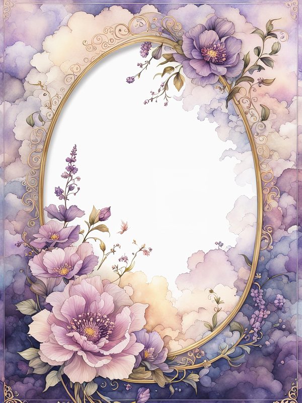 Watercolor Floral Frame Digital Paper: Boho Purple Wedding Stationery (JPGs) — image 12