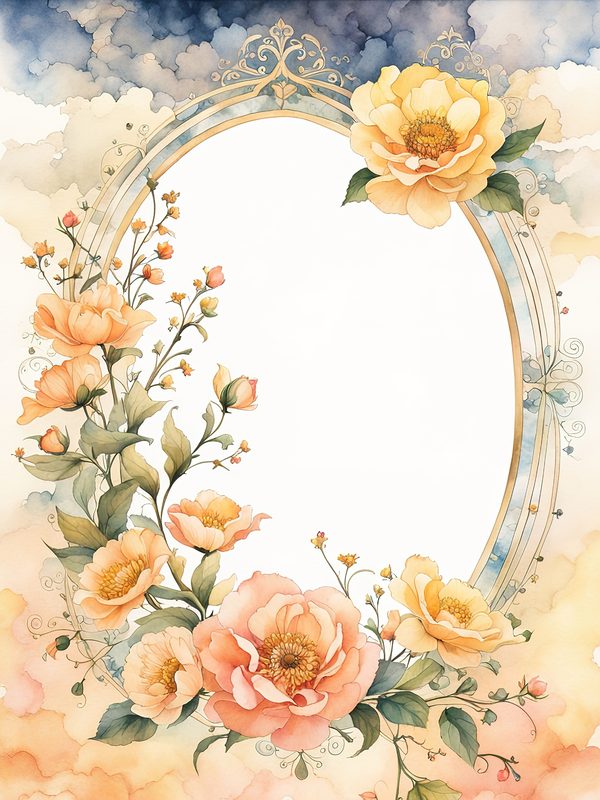 Boho Floral Frame Digital Paper Pack: Peach & Yellow Watercolor (10 JPGs) — image 7