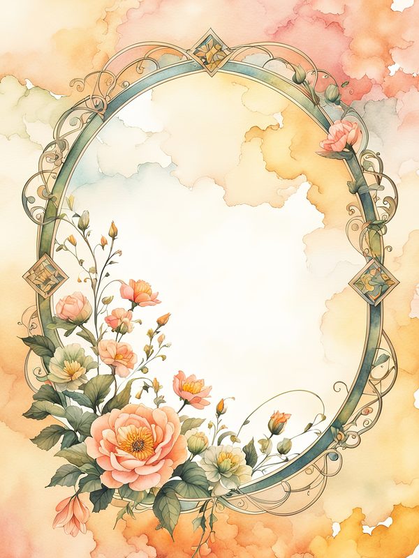 Boho Floral Frame Digital Paper Pack: Peach & Yellow Watercolor (10 JPGs) — image 9