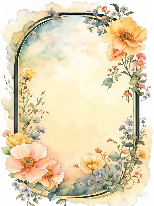 Boho Floral Frame Digital Paper Pack: Peach & Yellow Watercolor (10 JPGs) — image 12
