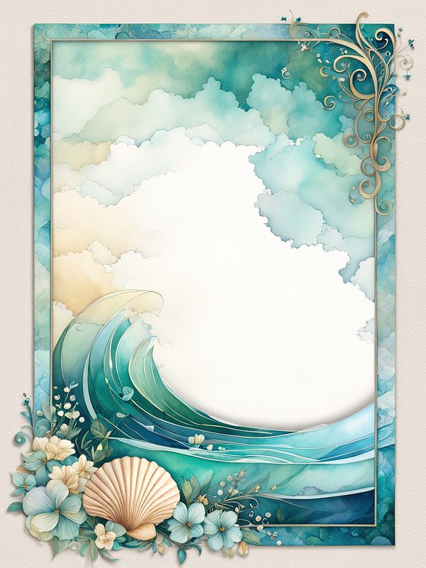 Watercolor Seafoam Green Coastal Borders: Beach Frame Art (10 JPGs) (Digital Download) — image 4