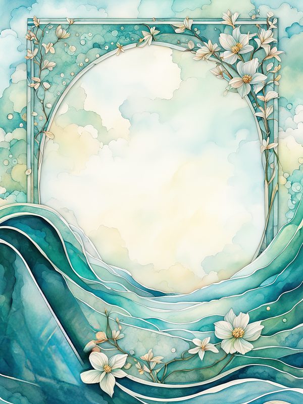 Watercolor Seafoam Green Coastal Borders: Beach Frame Art (10 JPGs) (Digital Download) — image 7