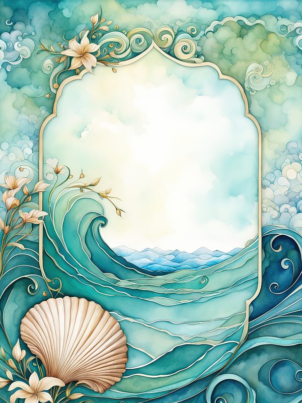 Watercolor Seafoam Green Coastal Borders: Beach Frame Art (10 JPGs) (Digital Download) — image 8