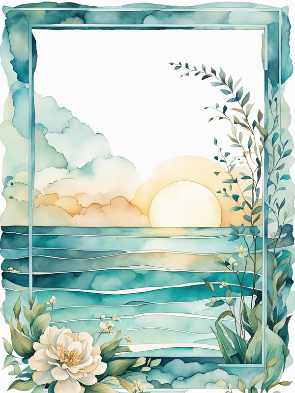 Watercolor Seafoam Green Coastal Borders: Beach Frame Art (10 JPGs) (Digital Download) — image 10