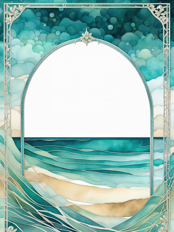 Watercolor Seafoam Green Coastal Borders: Beach Frame Art (10 JPGs) (Digital Download) — image 11