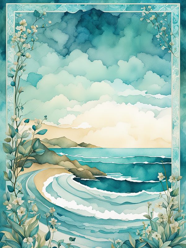 Watercolor Seafoam Green Coastal Borders: Beach Frame Art (10 JPGs) (Digital Download) — image 12