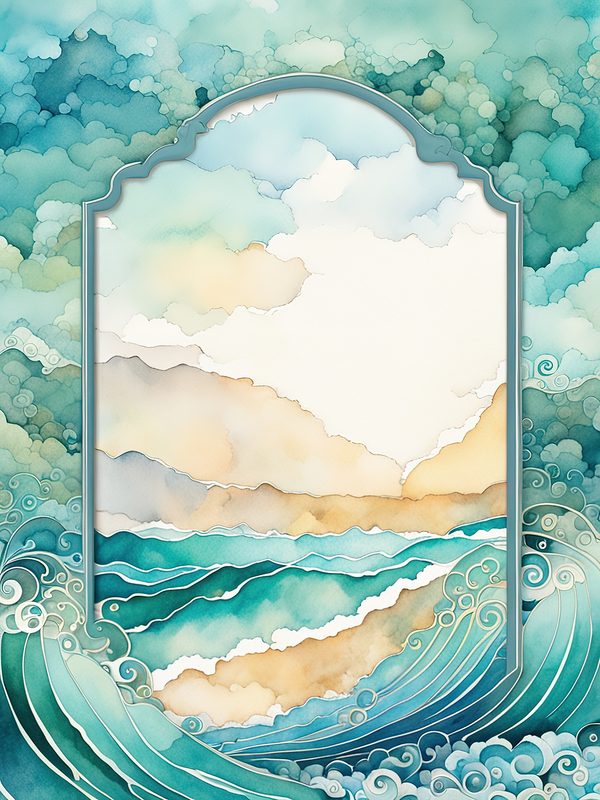 Turquoise Coastal Digital Papers: Watercolor Beach Prints (10 JPGs) — image 1